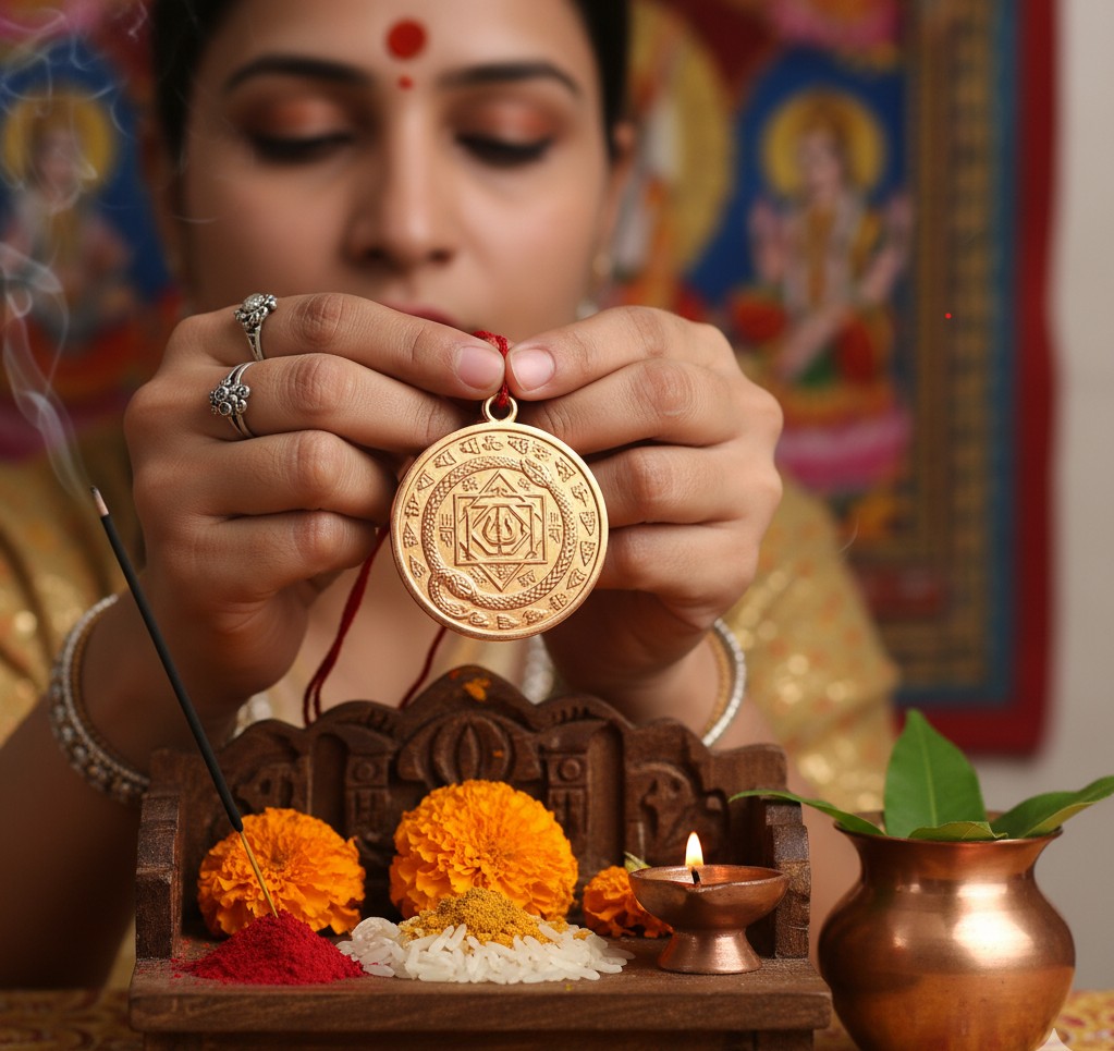 How to Worship Kaal Sarp Yog Yantra Pendant
